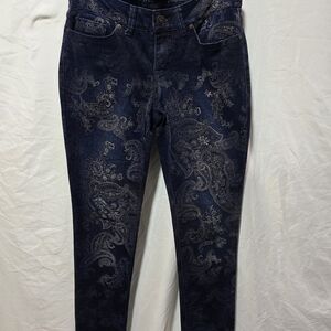 Faded Glory Women's Dark Blue Paisley Skinny Jeans
